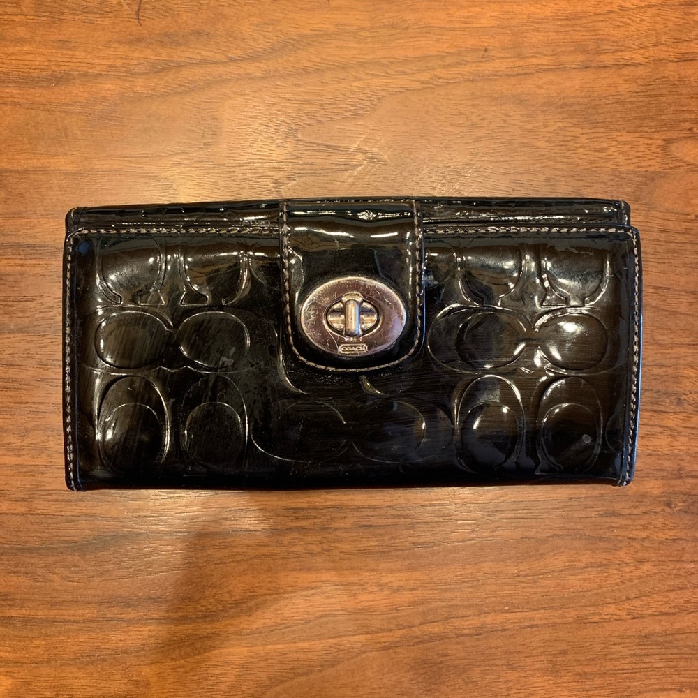 Black Patent Coach Wallet